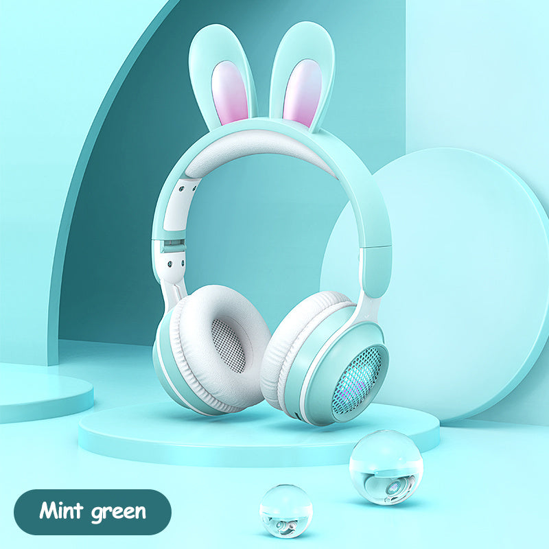 Rabbit Ear Headphones Wireless Luminous Extendable Wheat Headphones