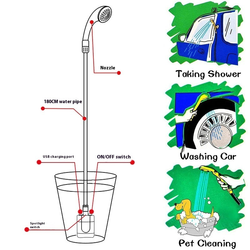 Portable Shower Camping Rechargeable Outdoor Shower